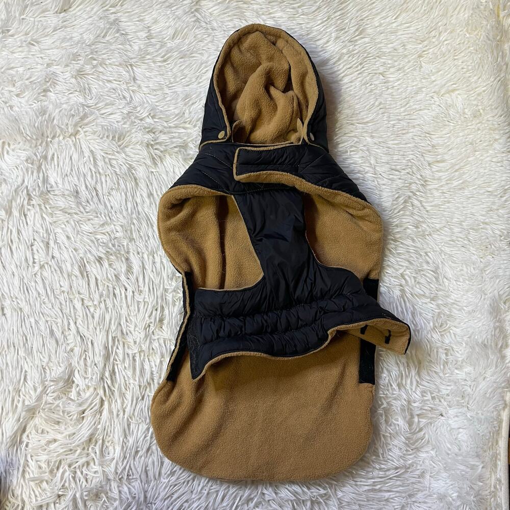 Good2go Quilted parka dog jacket brown navy blue